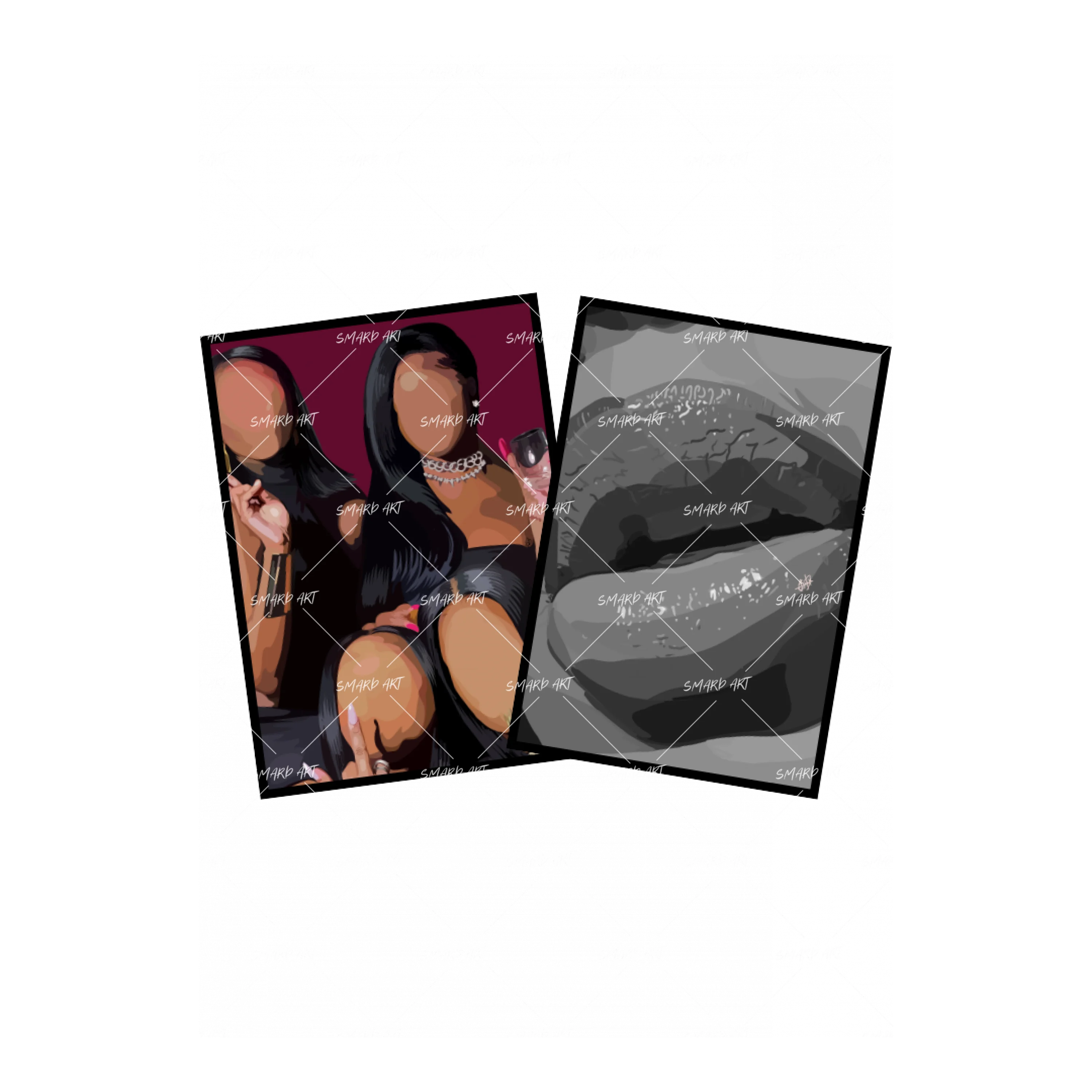 Art Print Bundle : City Girls + Glossy Lips 2 B&W