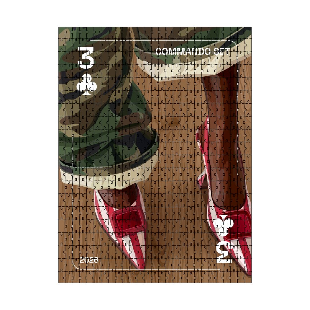 Commando Set Puzzle-wall art print featuring decorative artistic design suitable for living rooms, offices, and schools by SmardArt. Elevate your space with Black wall art that speaks to culture, identity, and creativity. At Smard, we celebrate artistry made with melanin, bringing powerful and inspiring designs to life.