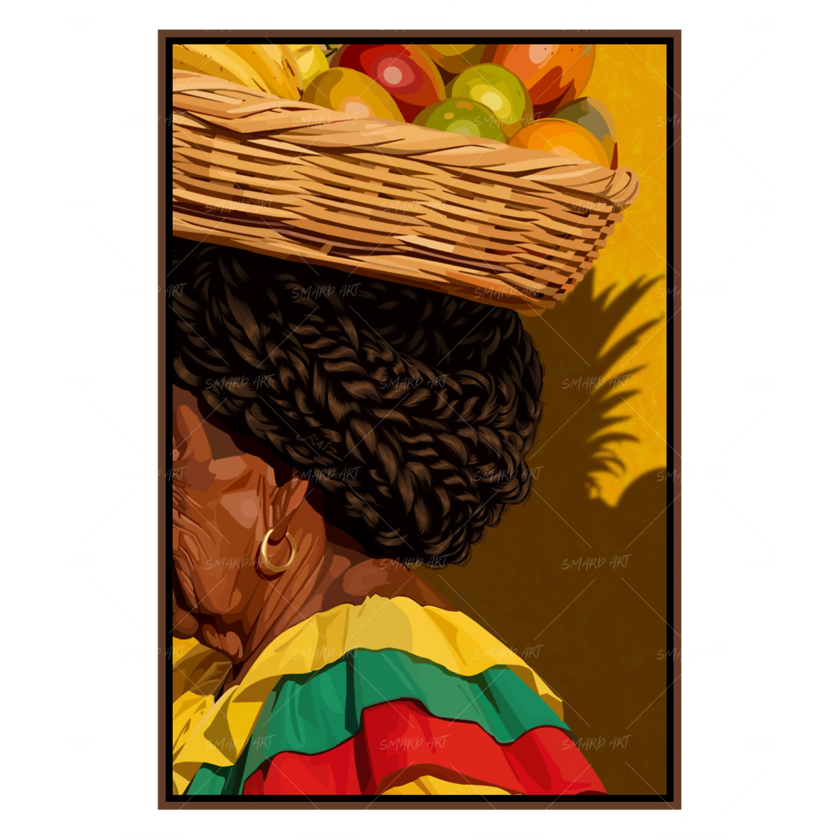 Crown of Ancestors-wall art print featuring decorative artistic design suitable for living rooms, offices, and schools by SmardArt. Elevate your space with Black wall art that speaks to culture, identity, and creativity. At Smard, we celebrate artistry made with melanin, bringing powerful and inspiring designs to life.