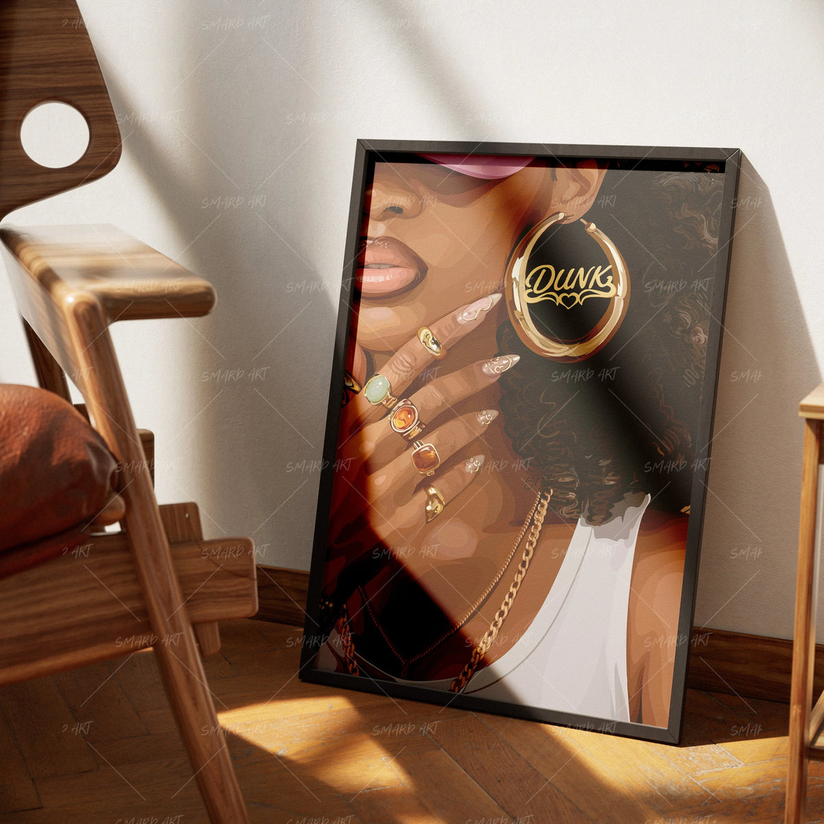 Dunk-wall art print featuring decorative artistic design suitable for living rooms, offices, and schools by SmardArt. Elevate your space with Black wall art that speaks to culture, identity, and creativity. At Smard, we celebrate artistry made with melanin, bringing powerful and inspiring designs to life.