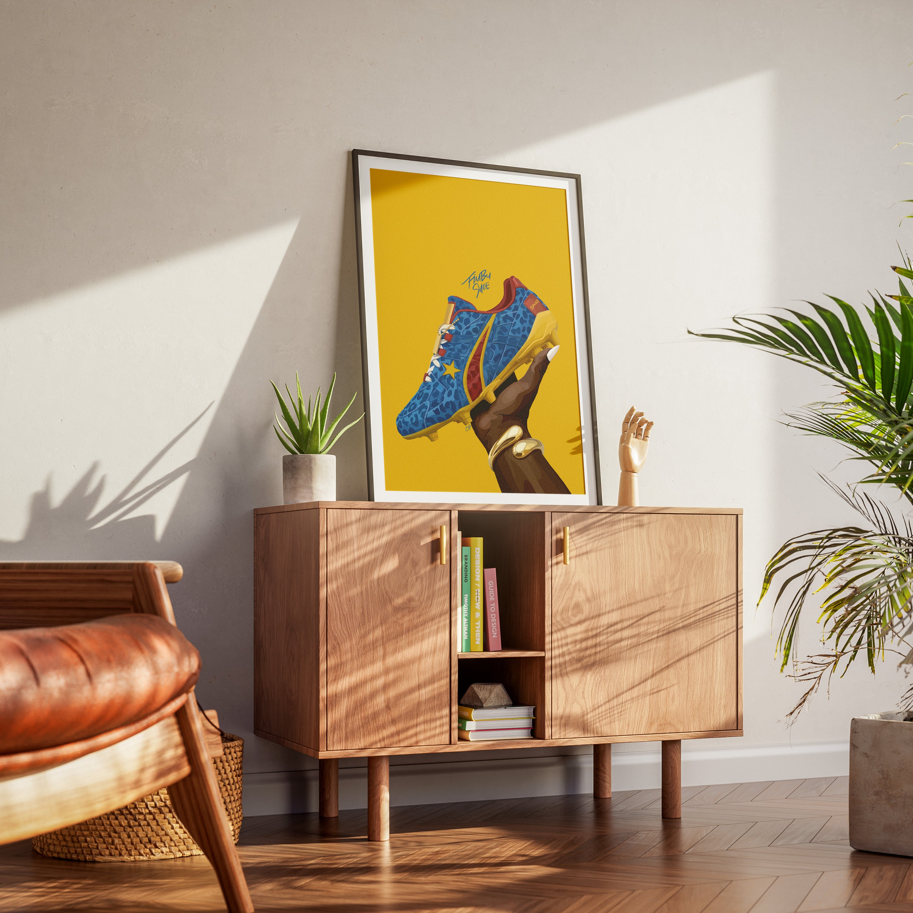 Fimbu Shoe-wall art print featuring decorative artistic design suitable for living rooms, offices, and schools by SmardArt. Elevate your space with Black wall art that speaks to culture, identity, and creativity. At Smard, we celebrate artistry made with melanin, bringing powerful and inspiring designs to life.