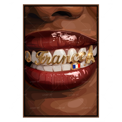 France Grillz-wall art print featuring decorative artistic design suitable for living rooms, offices, and schools by SmardArt. Elevate your space with Black wall art that speaks to culture, identity, and creativity. At Smard, we celebrate artistry made with melanin, bringing powerful and inspiring designs to life.