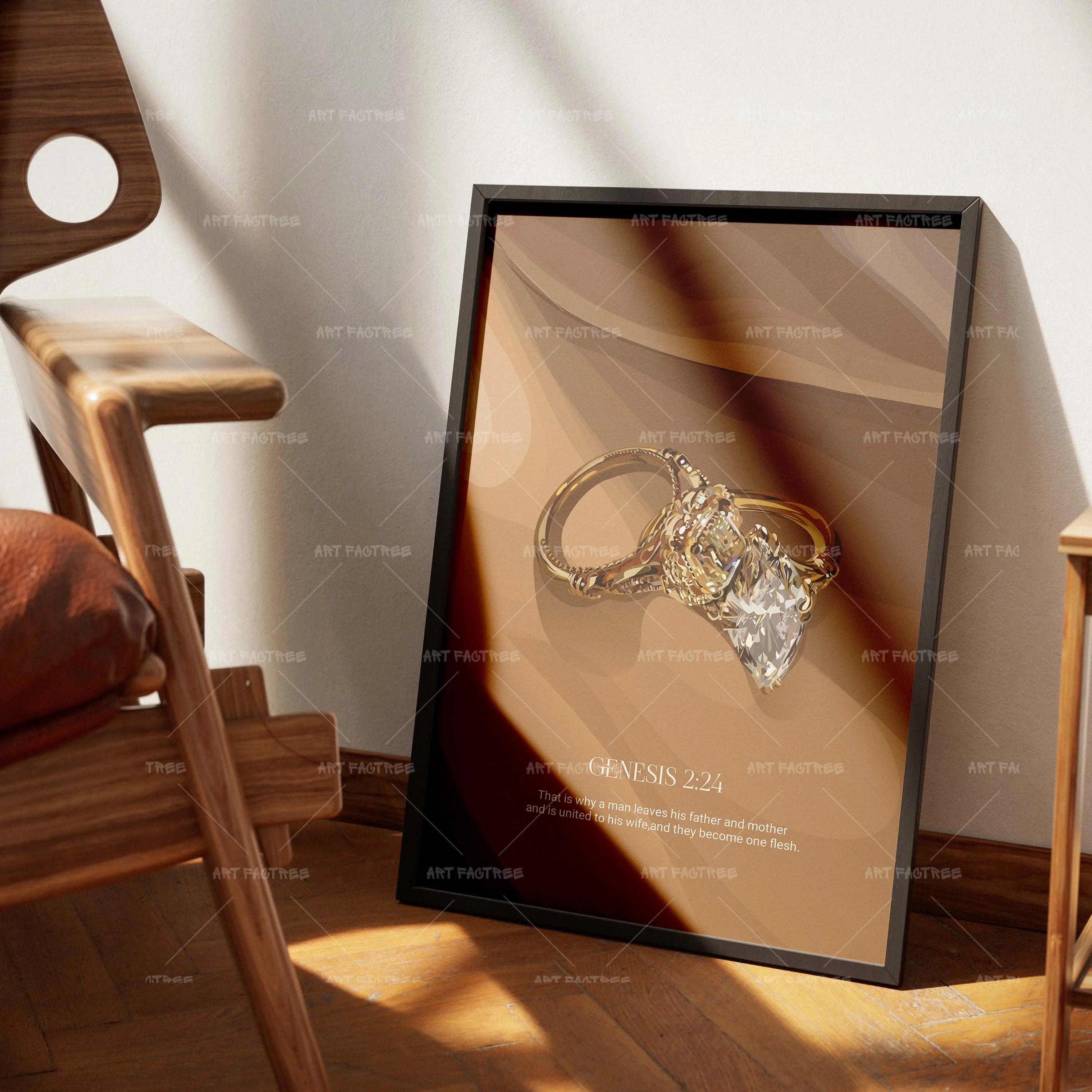 Genesis 2:24 (Smard X Anaya)-wall art print featuring decorative artistic design suitable for living rooms, offices, and schools by SmardArt. Elevate your space with Black wall art that speaks to culture, identity, and creativity. At Smard, we celebrate artistry made with melanin, bringing powerful and inspiring designs to life.