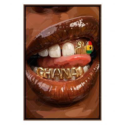 Ghana Grillz-wall art print featuring decorative artistic design suitable for living rooms, offices, and schools by SmardArt. Elevate your space with Black wall art that speaks to culture, identity, and creativity. At Smard, we celebrate artistry made with melanin, bringing powerful and inspiring designs to life.