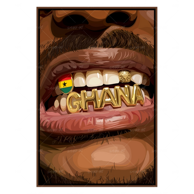 Ghana Grillz-wall art print featuring decorative artistic design suitable for living rooms, offices, and schools by SmardArt. Elevate your space with Black wall art that speaks to culture, identity, and creativity. At Smard, we celebrate artistry made with melanin, bringing powerful and inspiring designs to life.