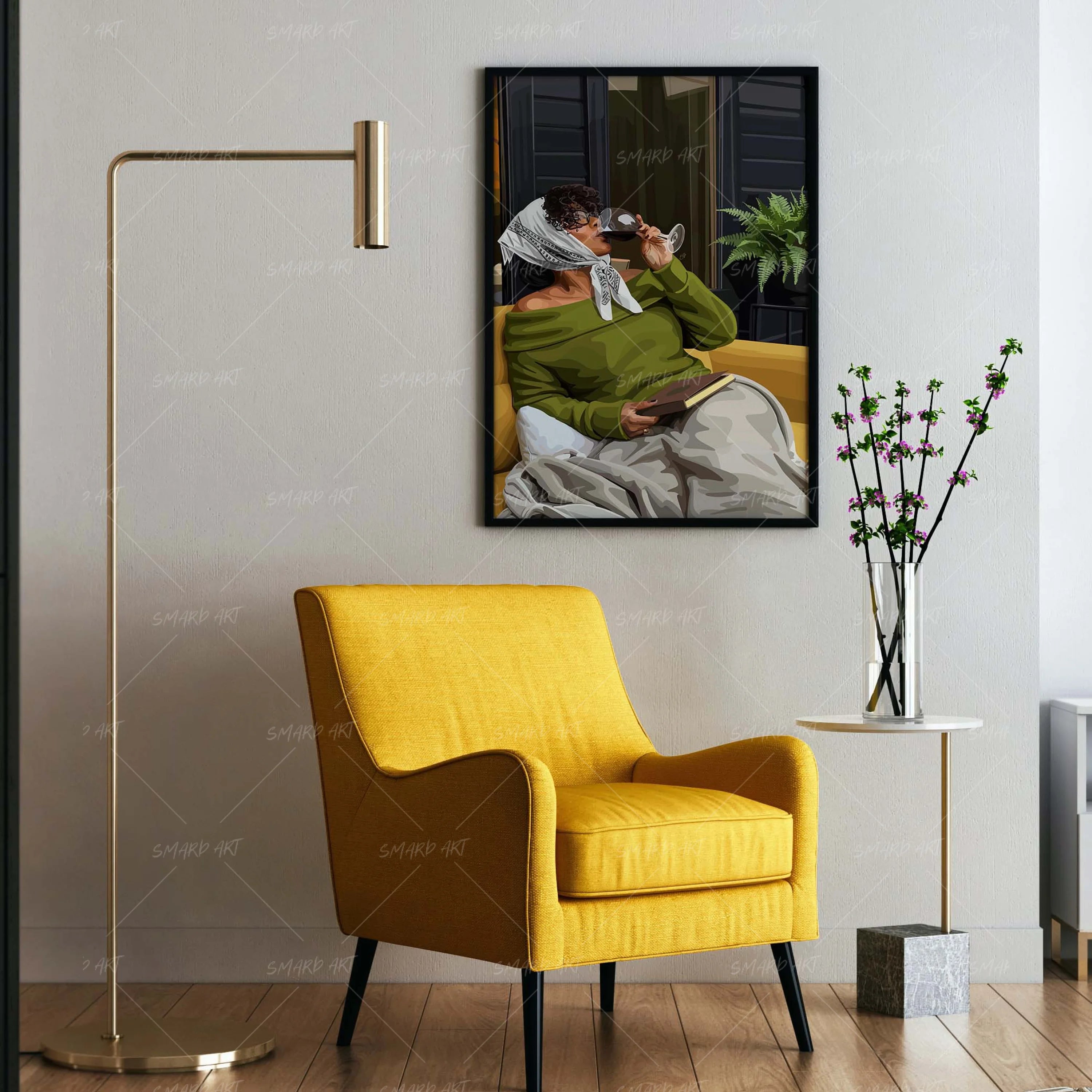 Gentle Mornings-wall art print featuring decorative artistic design suitable for living rooms, offices, and schools by SmardArt. Elevate your space with Black wall art that speaks to culture, identity, and creativity. At Smard, we celebrate artistry made with melanin, bringing powerful and inspiring designs to life.