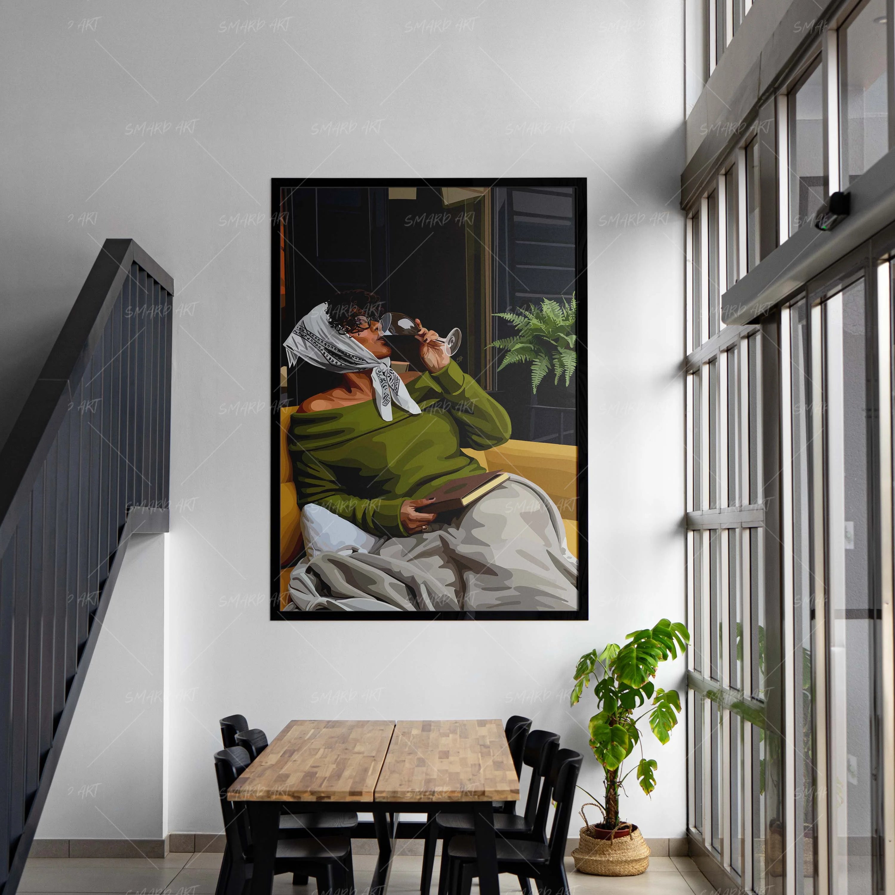 Gentle Mornings-wall art print featuring decorative artistic design suitable for living rooms, offices, and schools by SmardArt. Elevate your space with Black wall art that speaks to culture, identity, and creativity. At Smard, we celebrate artistry made with melanin, bringing powerful and inspiring designs to life.