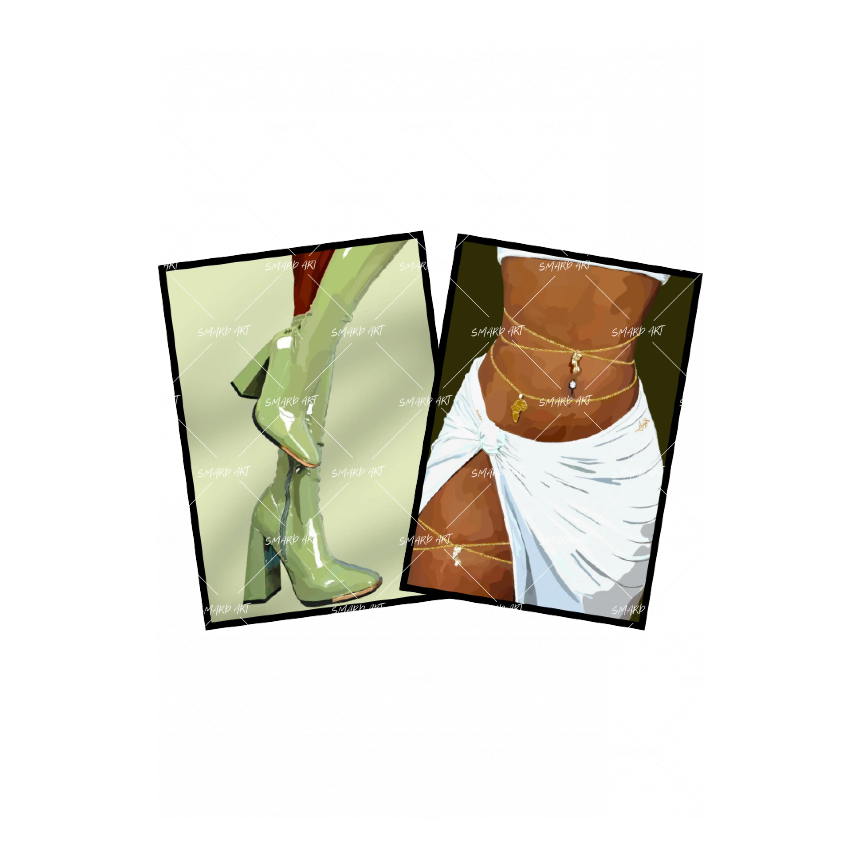Art Print Bundle : Green Boots + Belly chain