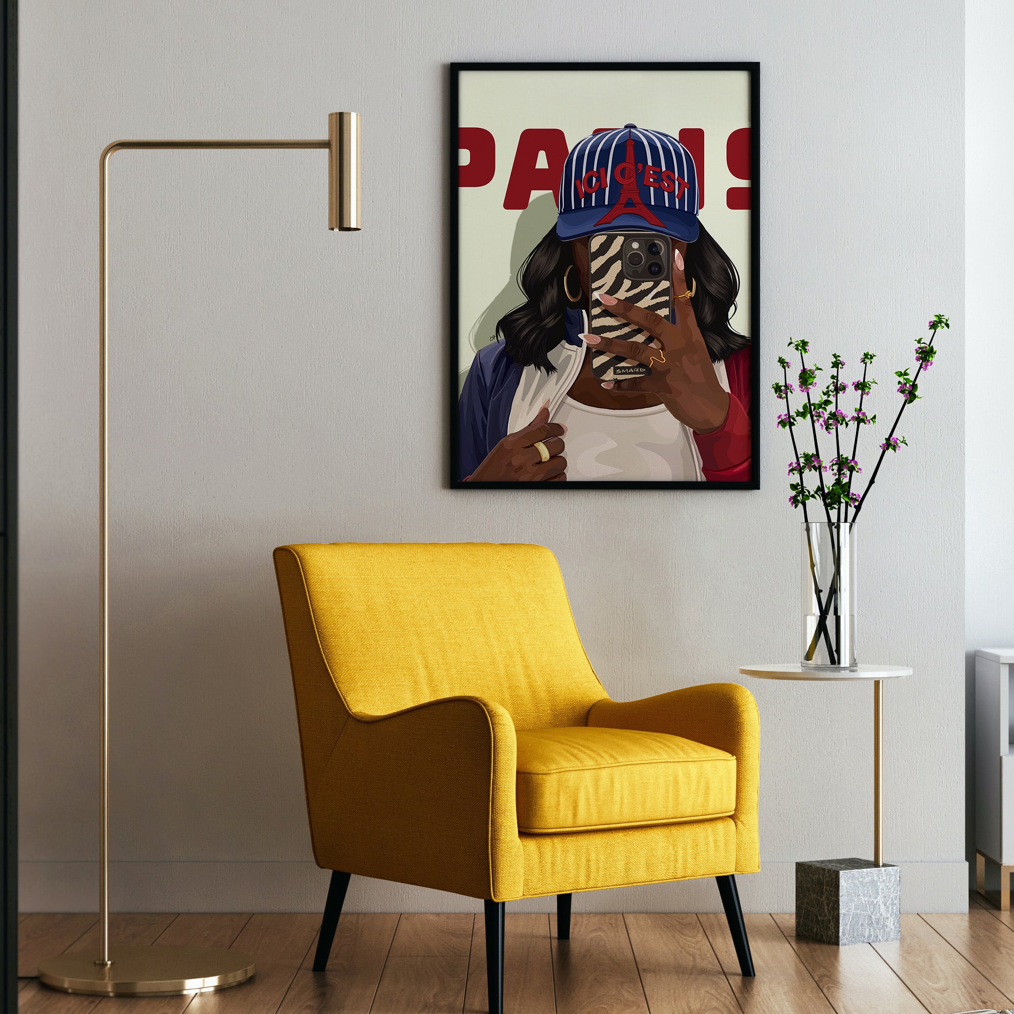 Ici C'est Paris-wall art print featuring decorative artistic design suitable for living rooms, offices, and schools by SmardArt. Elevate your space with Black wall art that speaks to culture, identity, and creativity. At Smard, we celebrate artistry made with melanin, bringing powerful and inspiring designs to life.