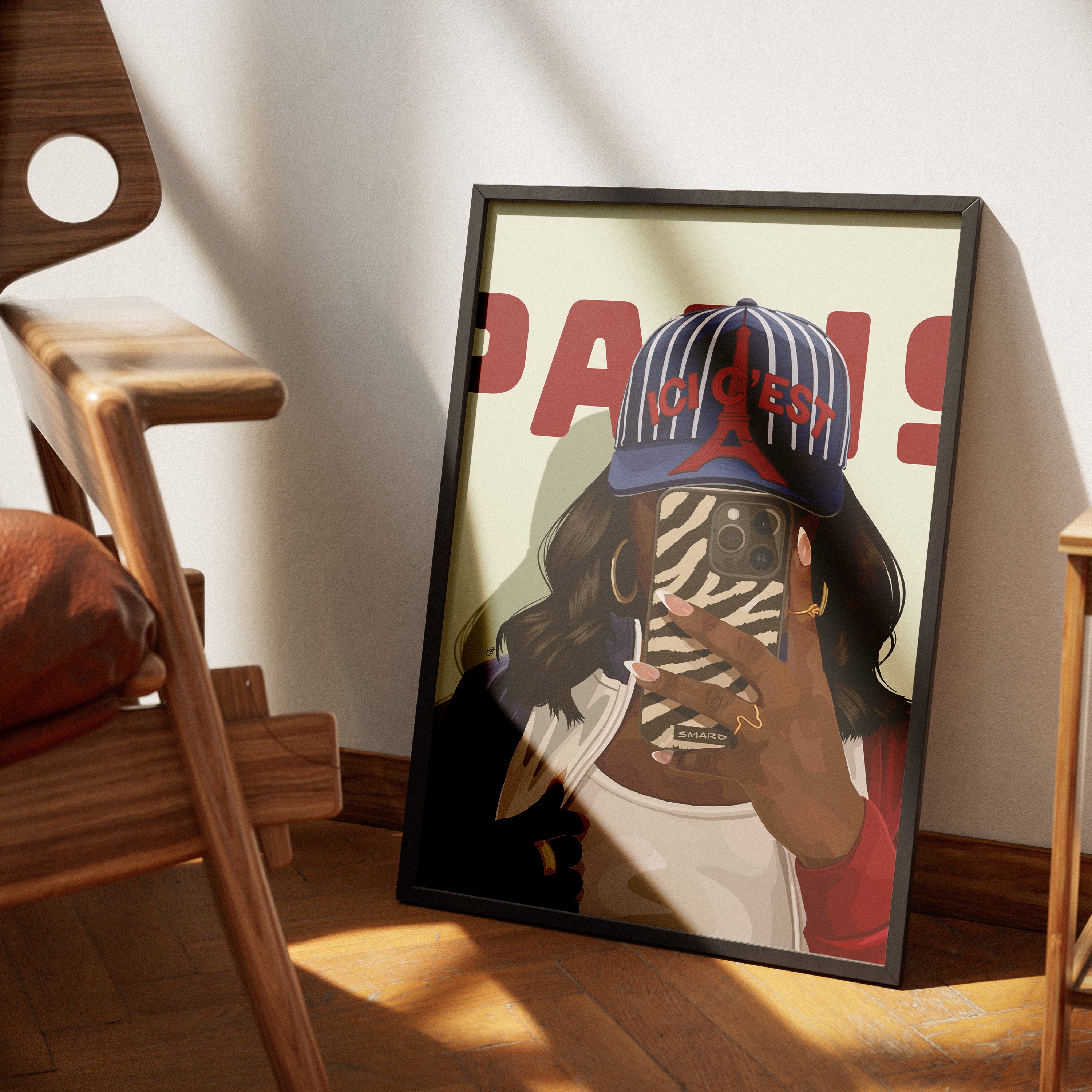 Ici C'est Paris-wall art print featuring decorative artistic design suitable for living rooms, offices, and schools by SmardArt. Elevate your space with Black wall art that speaks to culture, identity, and creativity. At Smard, we celebrate artistry made with melanin, bringing powerful and inspiring designs to life.