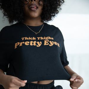 Thick Thighs Crop Top - Black