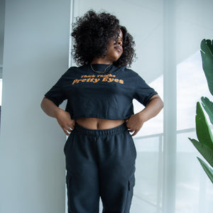 Thick Thighs Crop Top - Black