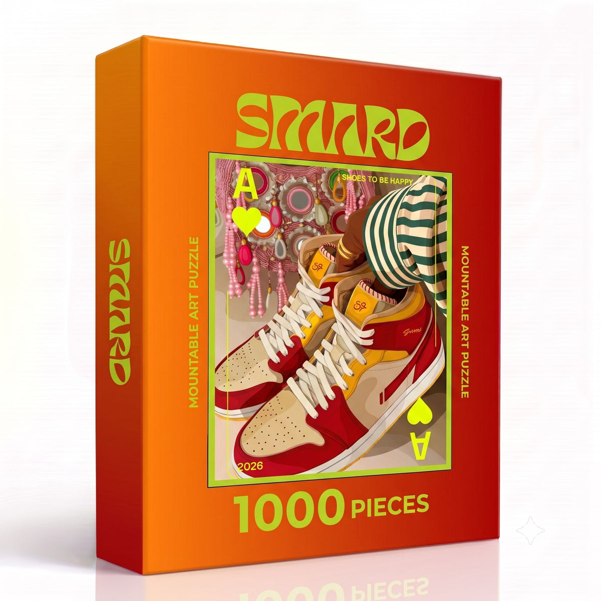 Shoes to be Happy Puzzle-wall art print featuring decorative artistic design suitable for living rooms, offices, and schools by SmardArt. Elevate your space with Black wall art that speaks to culture, identity, and creativity. At Smard, we celebrate artistry made with melanin, bringing powerful and inspiring designs to life.