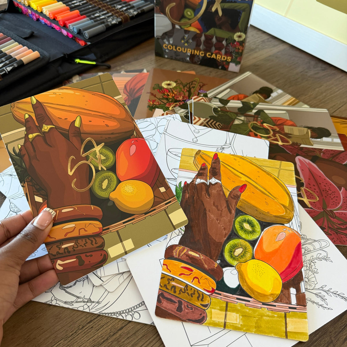 Colouring Cards - Pack of 10-wall art print featuring decorative artistic design suitable for living rooms, offices, and schools by SmardArt. Elevate your space with Black wall art that speaks to culture, identity, and creativity. At Smard, we celebrate artistry made with melanin, bringing powerful and inspiring designs to life.