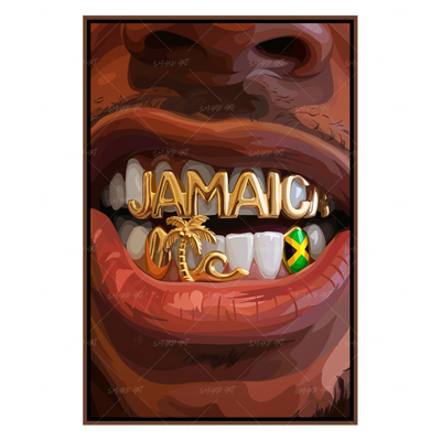 Jamaica Grillz-wall art print featuring decorative artistic design suitable for living rooms, offices, and schools by SmardArt. Elevate your space with Black wall art that speaks to culture, identity, and creativity. At Smard, we celebrate artistry made with melanin, bringing powerful and inspiring designs to life.