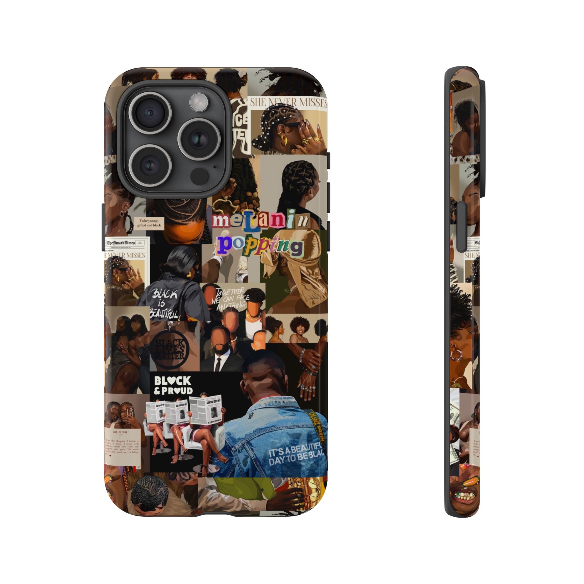 Juneteenth Collage Phone Case-wall art print featuring decorative artistic design suitable for living rooms, offices, and schools by SmardArt. Elevate your space with Black wall art that speaks to culture, identity, and creativity. At Smard, we celebrate artistry made with melanin, bringing powerful and inspiring designs to life.