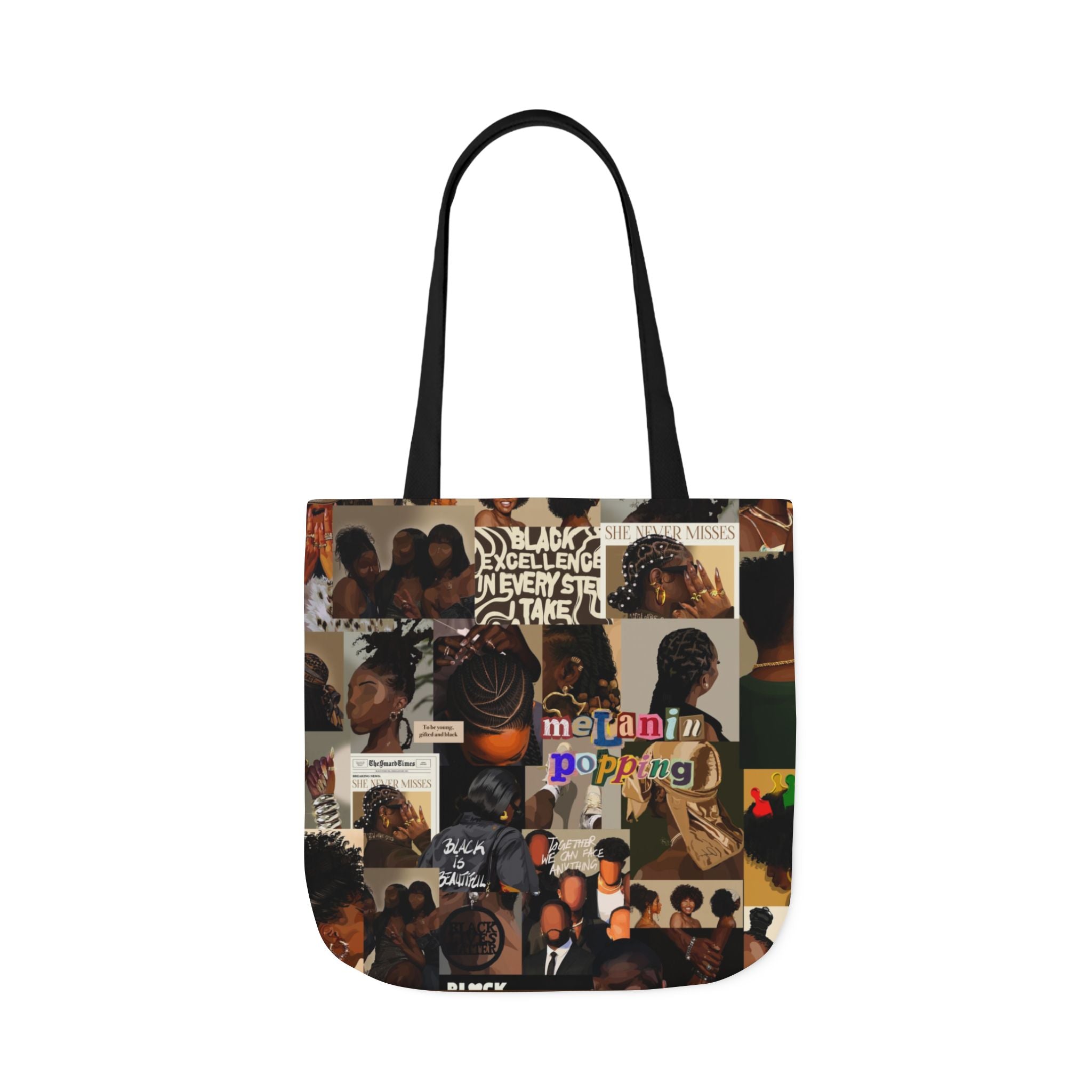 Juneteenth Collage Tote Bag-wall art print featuring decorative artistic design suitable for living rooms, offices, and schools by SmardArt. Elevate your space with Black wall art that speaks to culture, identity, and creativity. At Smard, we celebrate artistry made with melanin, bringing powerful and inspiring designs to life.