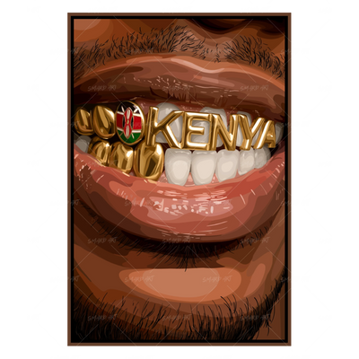 Kenya Grillz-wall art print featuring decorative artistic design suitable for living rooms, offices, and schools by SmardArt. Elevate your space with Black wall art that speaks to culture, identity, and creativity. At Smard, we celebrate artistry made with melanin, bringing powerful and inspiring designs to life.