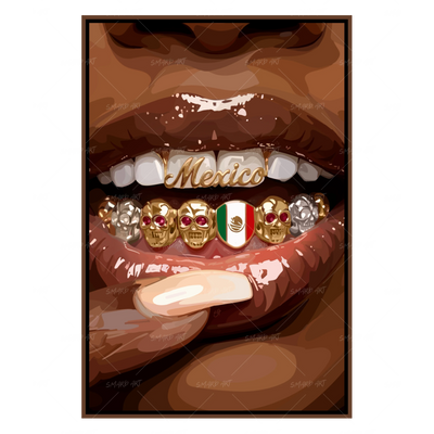 Mexico Grillz-wall art print featuring decorative artistic design suitable for living rooms, offices, and schools by SmardArt. Elevate your space with Black wall art that speaks to culture, identity, and creativity. At Smard, we celebrate artistry made with melanin, bringing powerful and inspiring designs to life.
