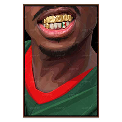 Mexico Grillz-wall art print featuring decorative artistic design suitable for living rooms, offices, and schools by SmardArt. Elevate your space with Black wall art that speaks to culture, identity, and creativity. At Smard, we celebrate artistry made with melanin, bringing powerful and inspiring designs to life.