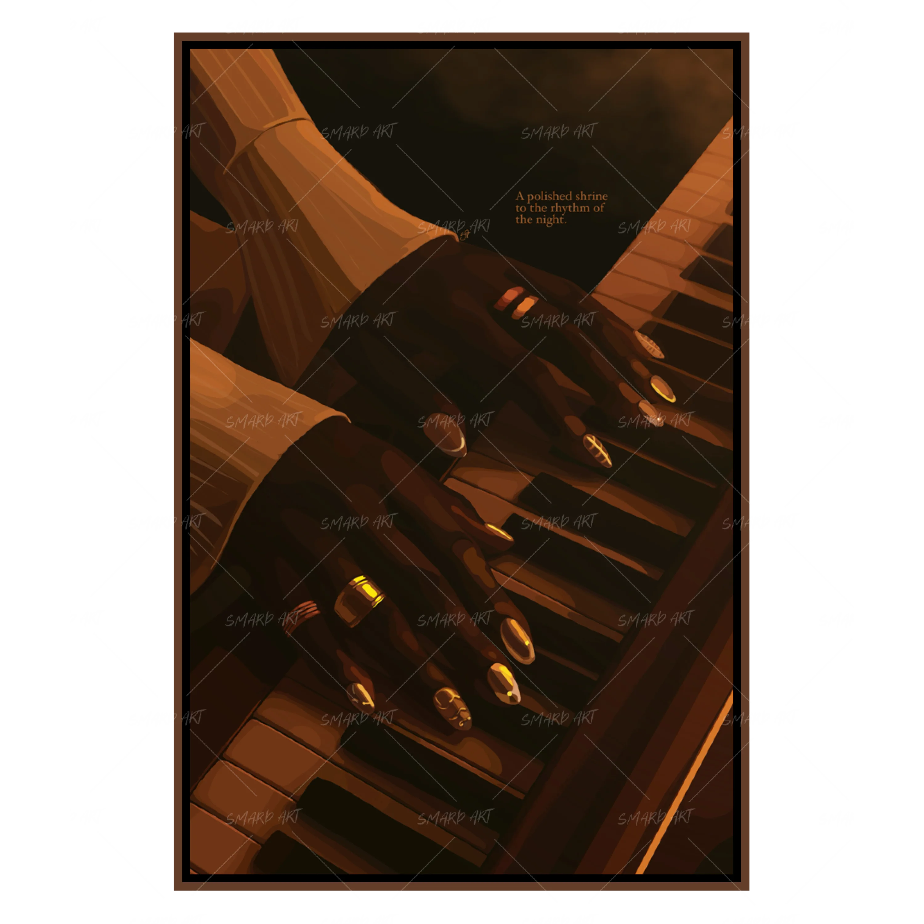 Midnight Keys-wall art print featuring decorative artistic design suitable for living rooms, offices, and schools by SmardArt. Elevate your space with Black wall art that speaks to culture, identity, and creativity. At Smard, we celebrate artistry made with melanin, bringing powerful and inspiring designs to life.