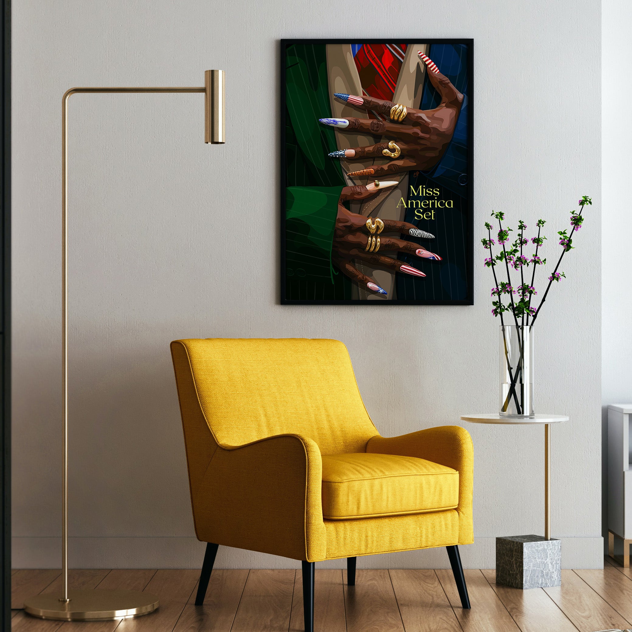 Miss America Set-wall art print featuring decorative artistic design suitable for living rooms, offices, and schools by SmardArt. Elevate your space with Black wall art that speaks to culture, identity, and creativity. At Smard, we celebrate artistry made with melanin, bringing powerful and inspiring designs to life.