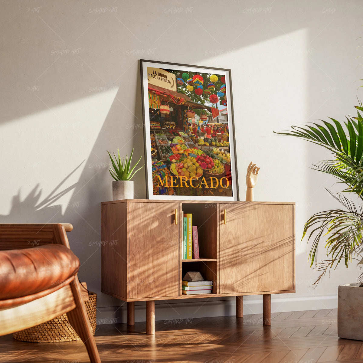 Mercado-wall art print featuring decorative artistic design suitable for living rooms, offices, and schools by SmardArt. Elevate your space with Black wall art that speaks to culture, identity, and creativity. At Smard, we celebrate artistry made with melanin, bringing powerful and inspiring designs to life.