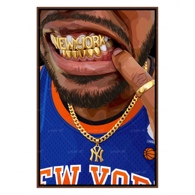 New York Grillz-wall art print featuring decorative artistic design suitable for living rooms, offices, and schools by SmardArt. Elevate your space with Black wall art that speaks to culture, identity, and creativity. At Smard, we celebrate artistry made with melanin, bringing powerful and inspiring designs to life.