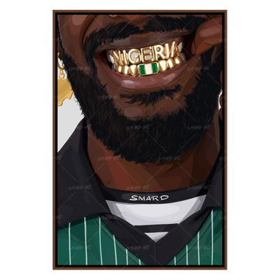 Nigeria Grillz-wall art print featuring decorative artistic design suitable for living rooms, offices, and schools by SmardArt. Elevate your space with Black wall art that speaks to culture, identity, and creativity. At Smard, we celebrate artistry made with melanin, bringing powerful and inspiring designs to life.
