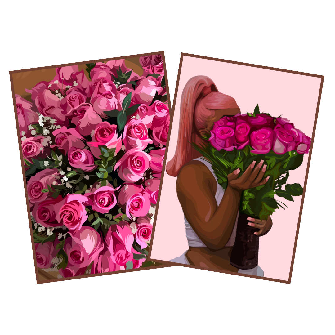 Art Print Bundle : Pink Roses + Baby Pink