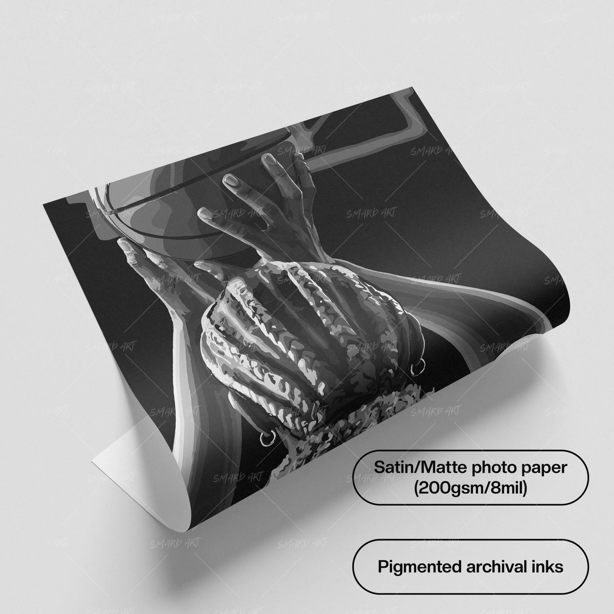 Point & Kill (B/W)-wall art print featuring decorative artistic design suitable for living rooms, offices, and schools by SmardArt. Elevate your space with Black wall art that speaks to culture, identity, and creativity. At Smard, we celebrate artistry made with melanin, bringing powerful and inspiring designs to life.