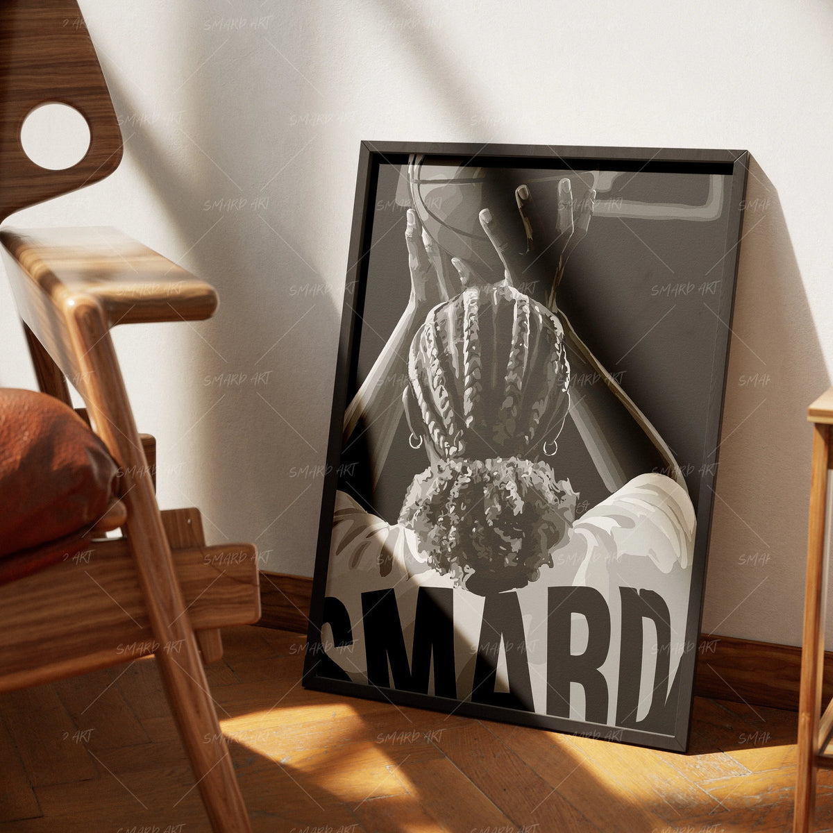 Point & Kill (B/W)-wall art print featuring decorative artistic design suitable for living rooms, offices, and schools by SmardArt. Elevate your space with Black wall art that speaks to culture, identity, and creativity. At Smard, we celebrate artistry made with melanin, bringing powerful and inspiring designs to life.