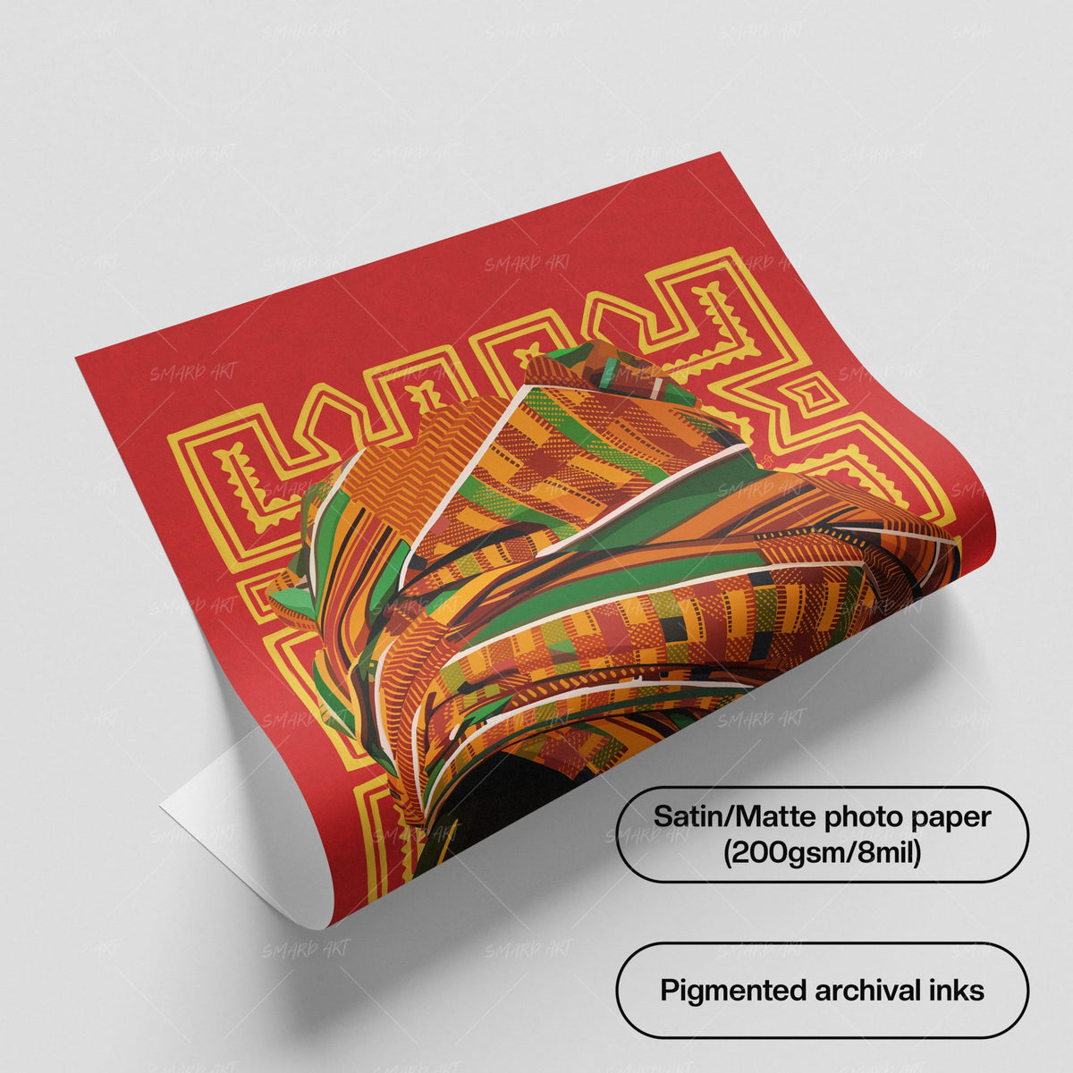 Pañuelo-wall art print featuring decorative artistic design suitable for living rooms, offices, and schools by SmardArt. Elevate your space with Black wall art that speaks to culture, identity, and creativity. At Smard, we celebrate artistry made with melanin, bringing powerful and inspiring designs to life.