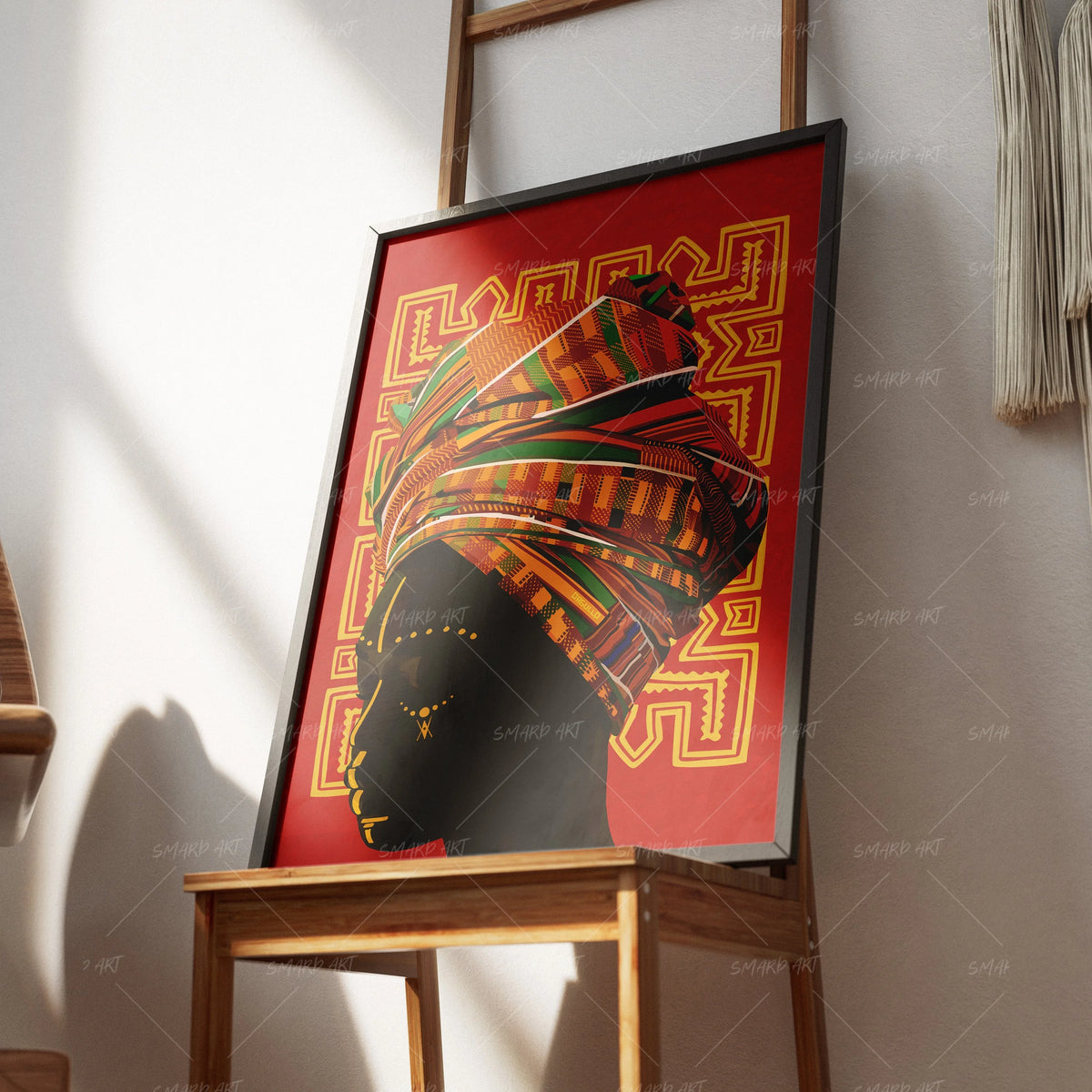 Pañuelo-wall art print featuring decorative artistic design suitable for living rooms, offices, and schools by SmardArt. Elevate your space with Black wall art that speaks to culture, identity, and creativity. At Smard, we celebrate artistry made with melanin, bringing powerful and inspiring designs to life.