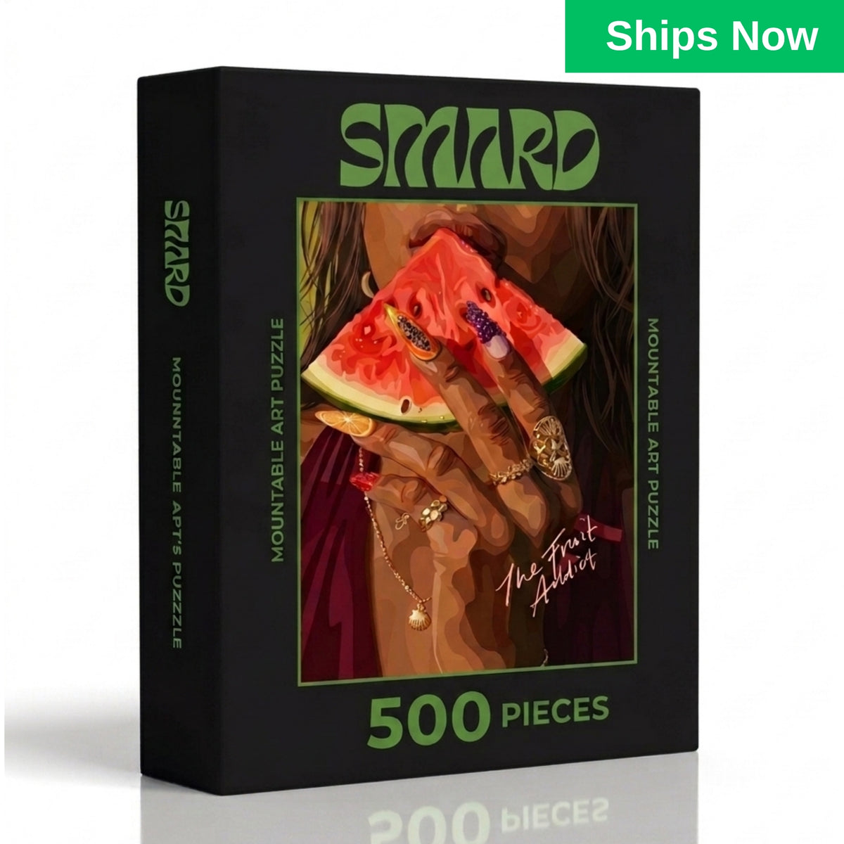 The Fruit Addict Puzzle-wall art print featuring decorative artistic design suitable for living rooms, offices, and schools by SmardArt. Elevate your space with Black wall art that speaks to culture, identity, and creativity. At Smard, we celebrate artistry made with melanin, bringing powerful and inspiring designs to life.