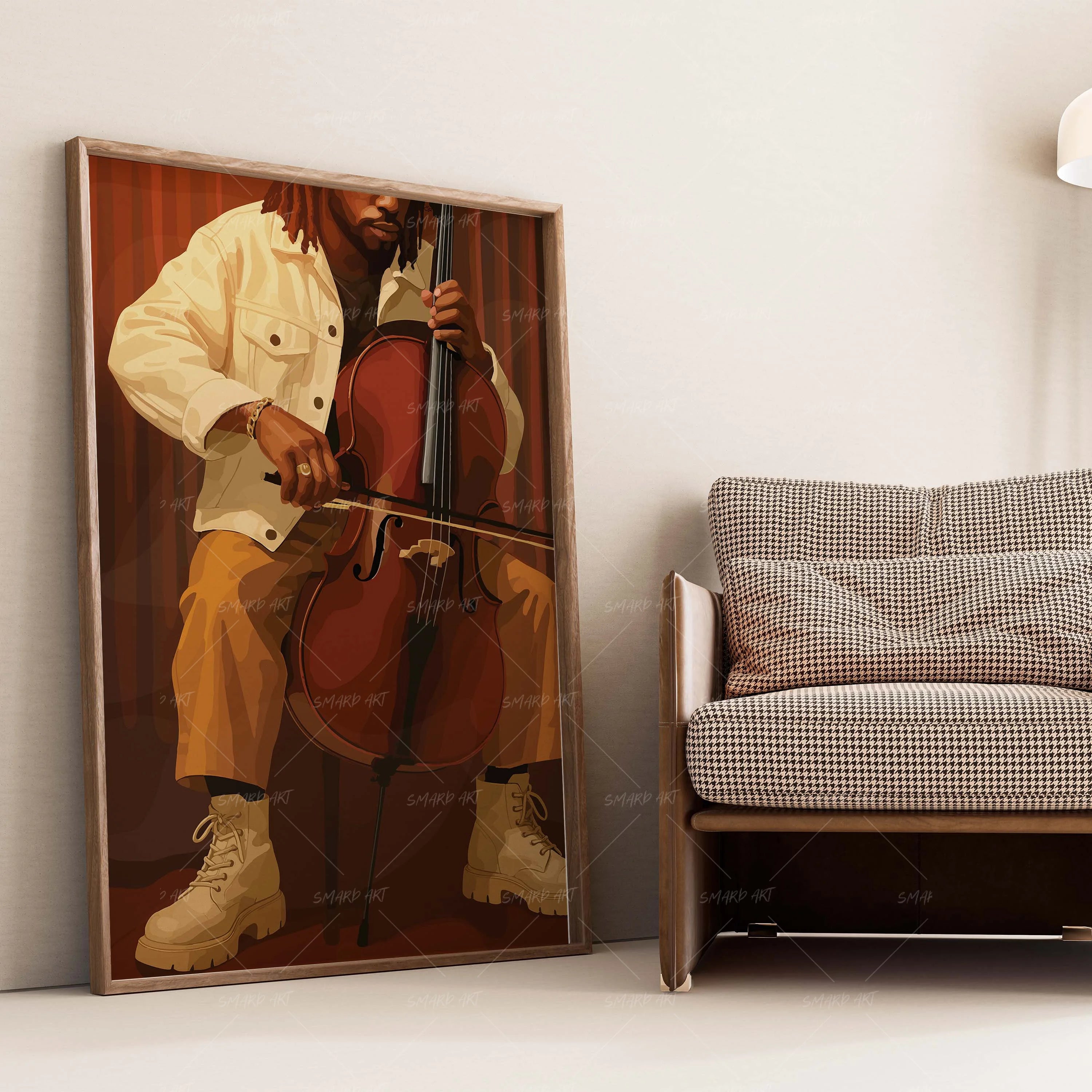 Resonant Thread-wall art print featuring decorative artistic design suitable for living rooms, offices, and schools by SmardArt. Elevate your space with Black wall art that speaks to culture, identity, and creativity. At Smard, we celebrate artistry made with melanin, bringing powerful and inspiring designs to life.