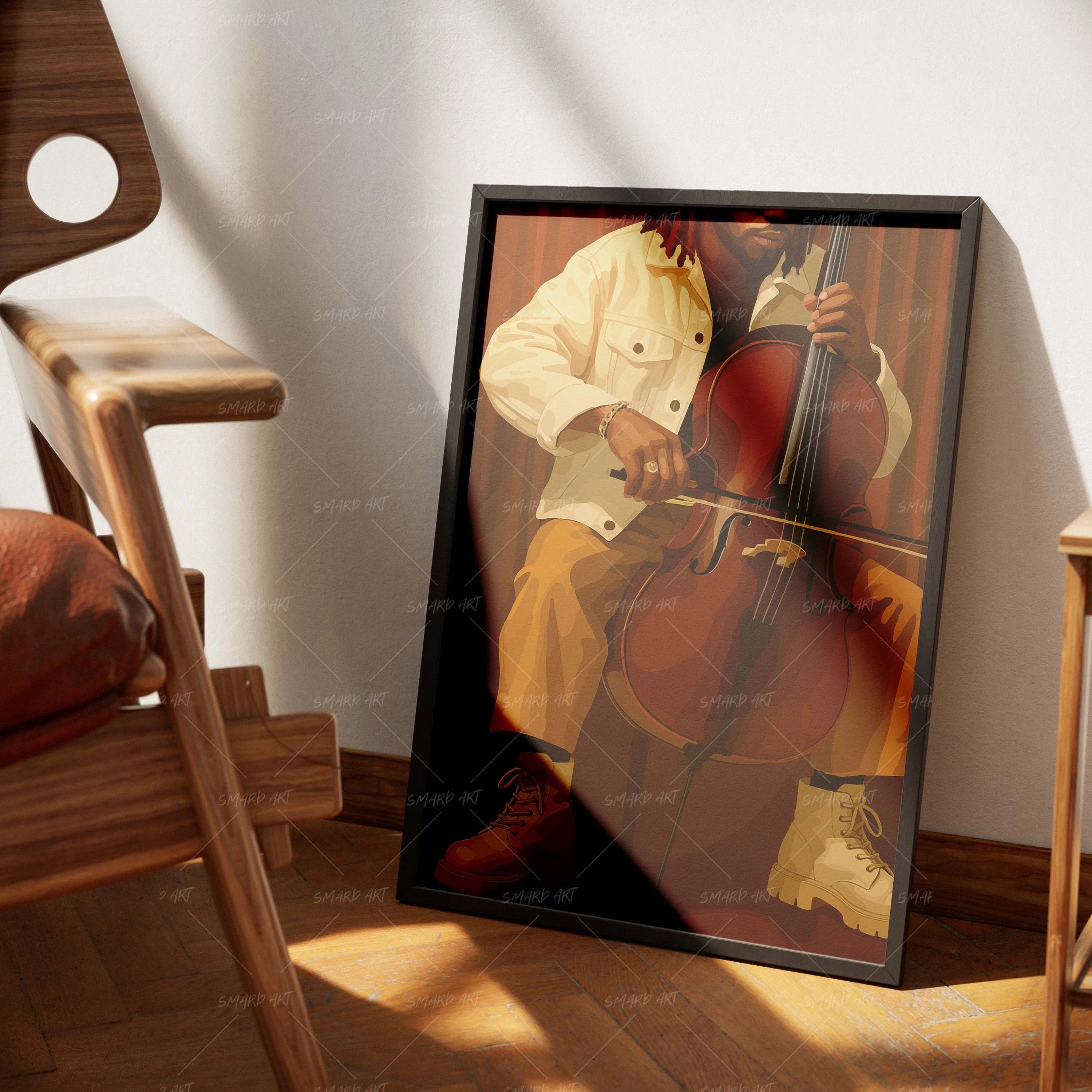 Resonant Thread-wall art print featuring decorative artistic design suitable for living rooms, offices, and schools by SmardArt. Elevate your space with Black wall art that speaks to culture, identity, and creativity. At Smard, we celebrate artistry made with melanin, bringing powerful and inspiring designs to life.