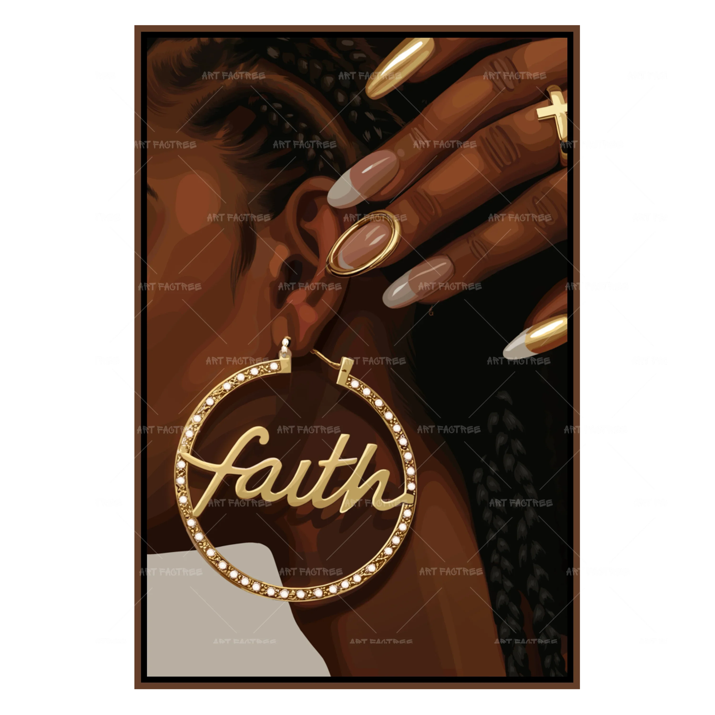 Rocking Faith (Smard X Anaya)-wall art print featuring decorative artistic design suitable for living rooms, offices, and schools by SmardArt. Elevate your space with Black wall art that speaks to culture, identity, and creativity. At Smard, we celebrate artistry made with melanin, bringing powerful and inspiring designs to life.