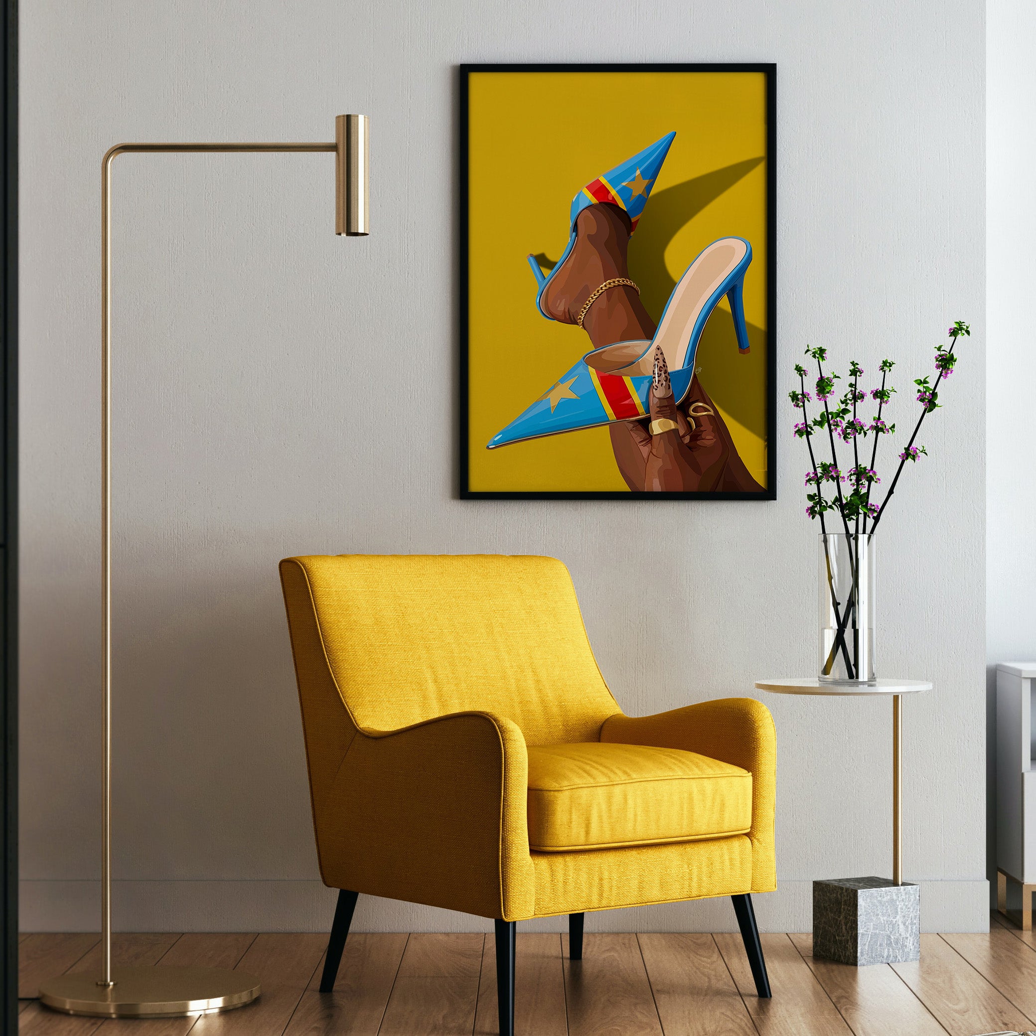 Sapeuse-wall art print featuring decorative artistic design suitable for living rooms, offices, and schools by SmardArt. Elevate your space with Black wall art that speaks to culture, identity, and creativity. At Smard, we celebrate artistry made with melanin, bringing powerful and inspiring designs to life.