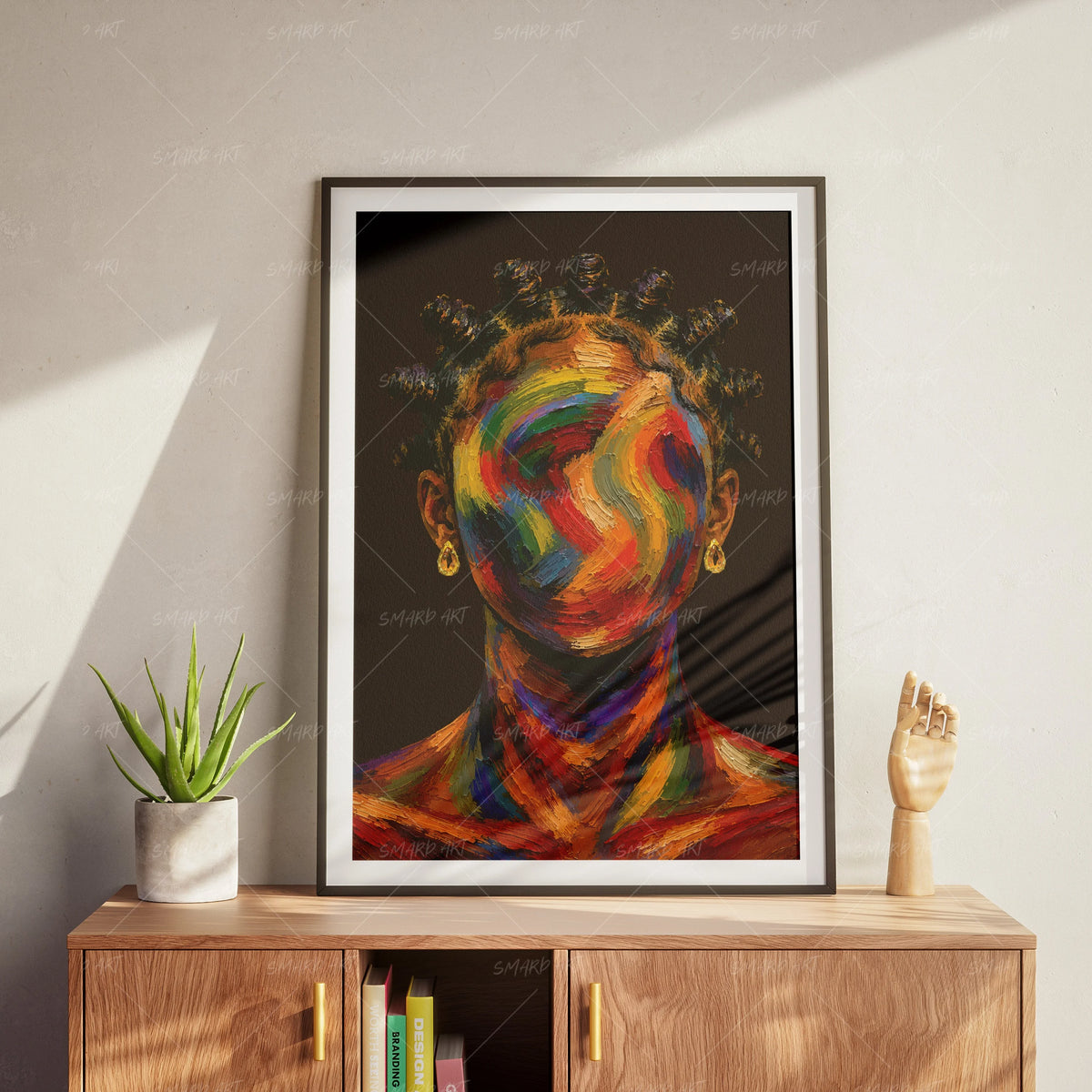 She's Art-wall art print featuring decorative artistic design suitable for living rooms, offices, and schools by SmardArt. Elevate your space with Black wall art that speaks to culture, identity, and creativity. At Smard, we celebrate artistry made with melanin, bringing powerful and inspiring designs to life.
