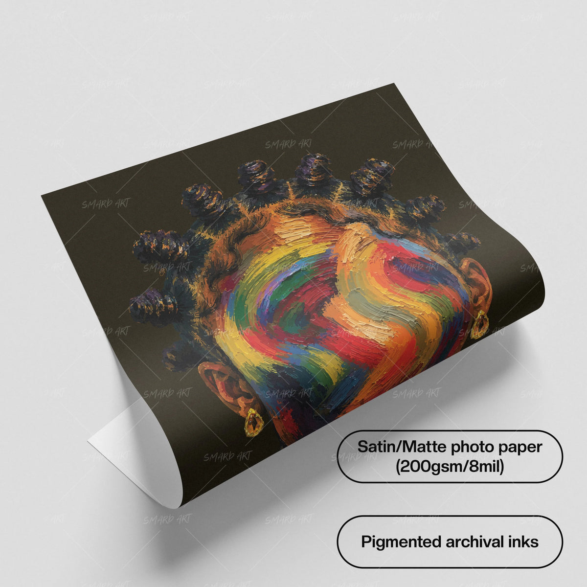 She's Art-wall art print featuring decorative artistic design suitable for living rooms, offices, and schools by SmardArt. Elevate your space with Black wall art that speaks to culture, identity, and creativity. At Smard, we celebrate artistry made with melanin, bringing powerful and inspiring designs to life.