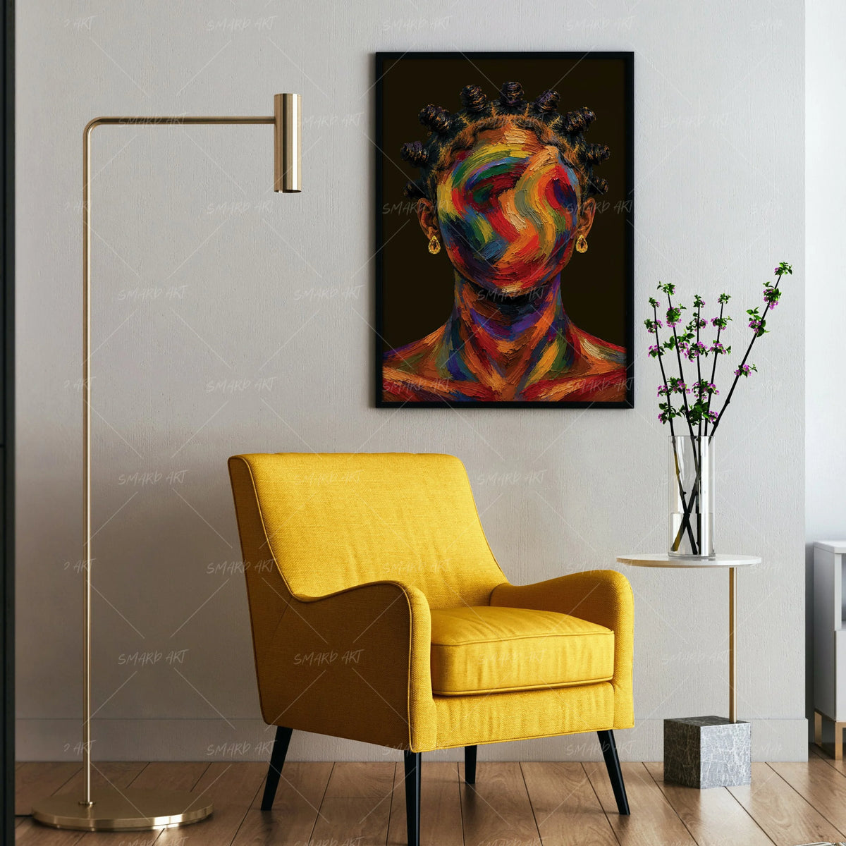 She's Art-wall art print featuring decorative artistic design suitable for living rooms, offices, and schools by SmardArt. Elevate your space with Black wall art that speaks to culture, identity, and creativity. At Smard, we celebrate artistry made with melanin, bringing powerful and inspiring designs to life.