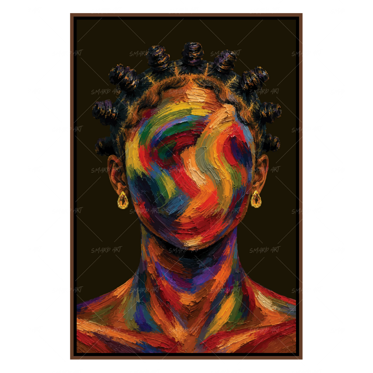 She's Art-wall art print featuring decorative artistic design suitable for living rooms, offices, and schools by SmardArt. Elevate your space with Black wall art that speaks to culture, identity, and creativity. At Smard, we celebrate artistry made with melanin, bringing powerful and inspiring designs to life.