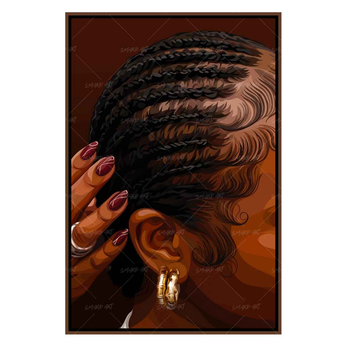 Slick Edges-wall art print featuring decorative artistic design suitable for living rooms, offices, and schools by SmardArt. Elevate your space with Black wall art that speaks to culture, identity, and creativity. At Smard, we celebrate artistry made with melanin, bringing powerful and inspiring designs to life.
