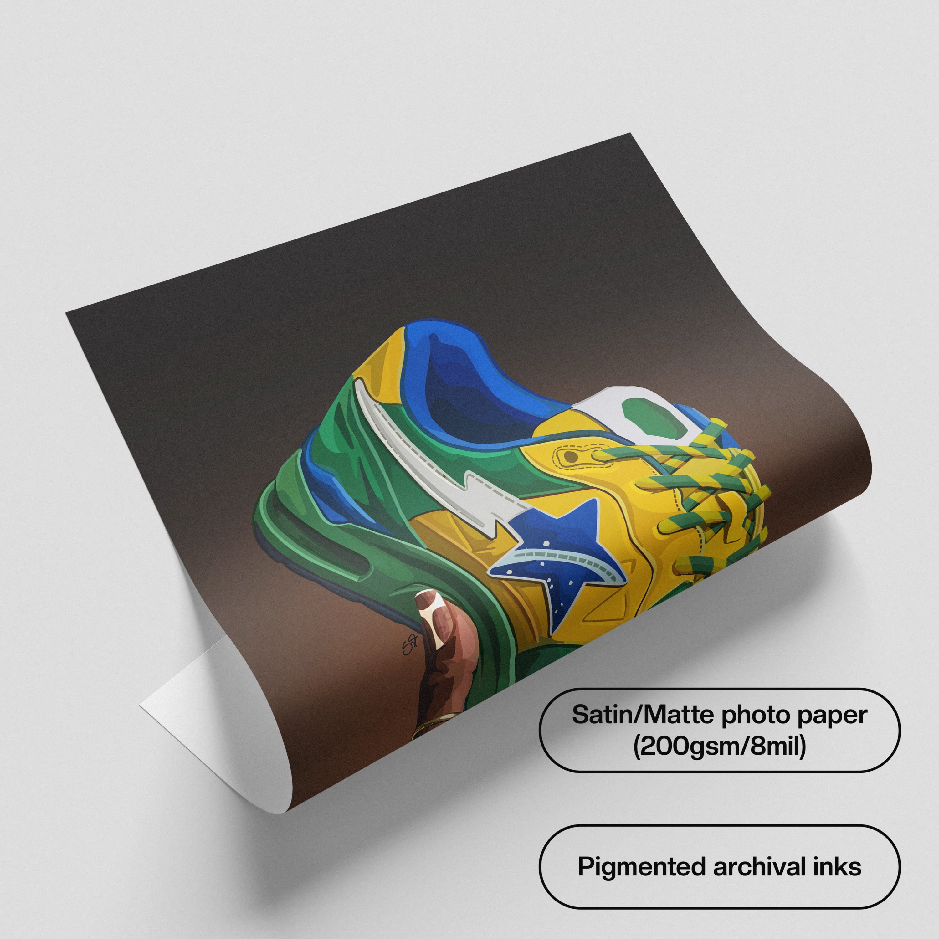 Sneaker Supremacy-wall art print featuring decorative artistic design suitable for living rooms, offices, and schools by SmardArt. Elevate your space with Black wall art that speaks to culture, identity, and creativity. At Smard, we celebrate artistry made with melanin, bringing powerful and inspiring designs to life.