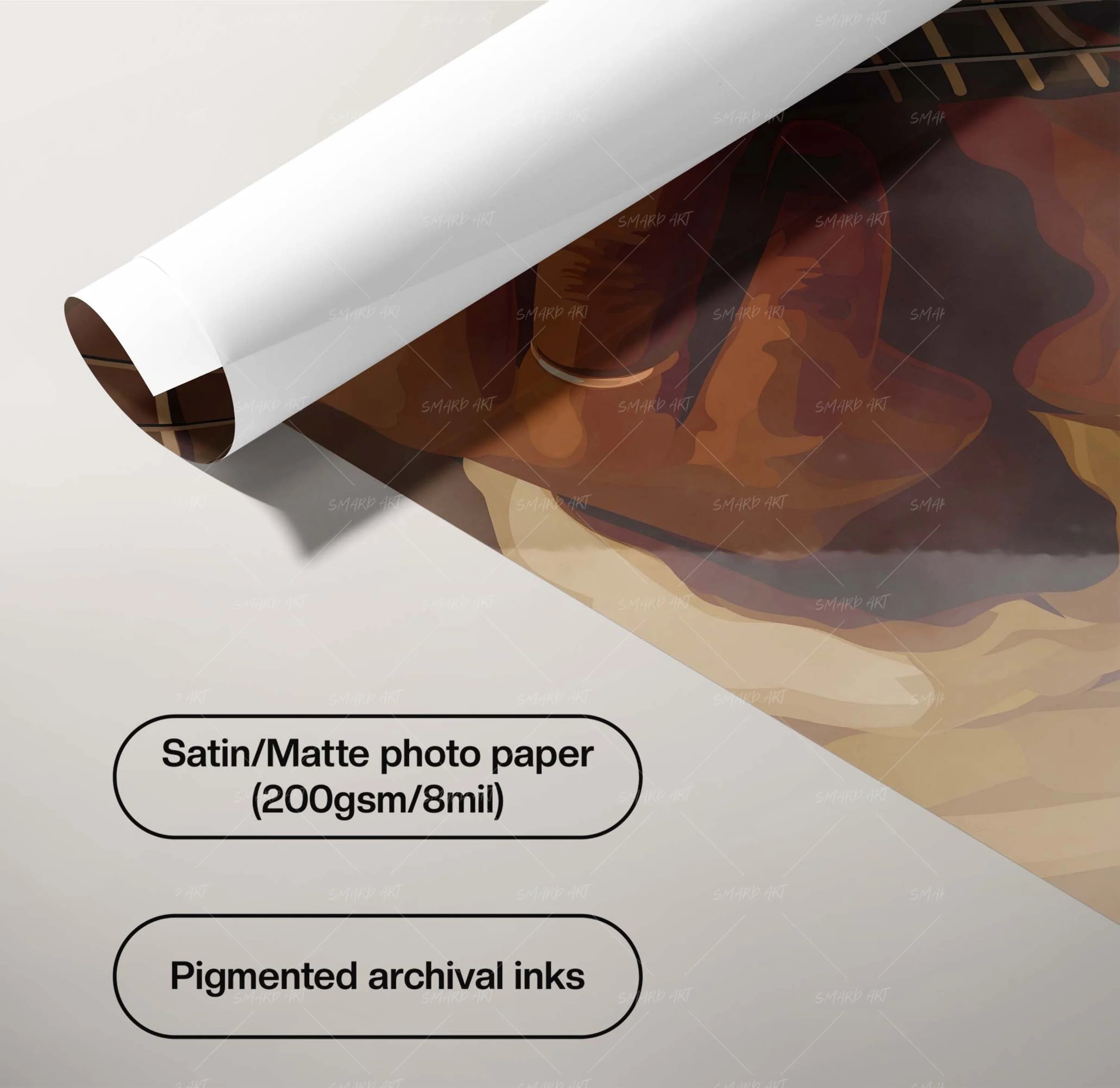 Strings Of Warmth-wall art print featuring decorative artistic design suitable for living rooms, offices, and schools by SmardArt. Elevate your space with Black wall art that speaks to culture, identity, and creativity. At Smard, we celebrate artistry made with melanin, bringing powerful and inspiring designs to life.