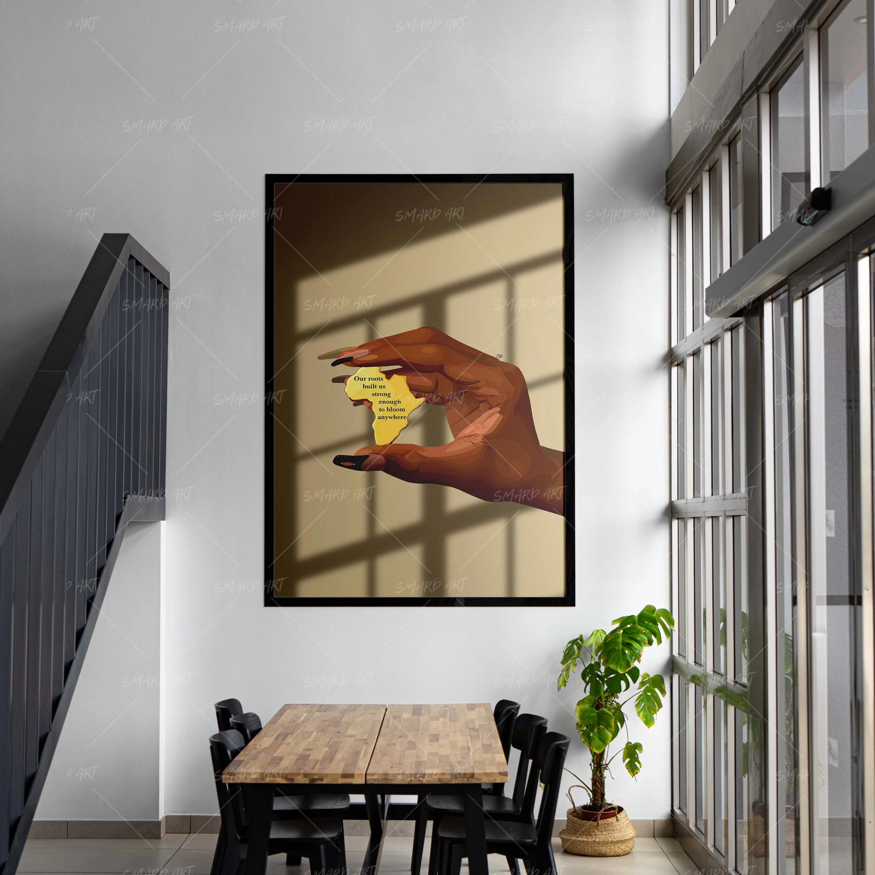 Strong Roots-wall art print featuring decorative artistic design suitable for living rooms, offices, and schools by SmardArt. Elevate your space with Black wall art that speaks to culture, identity, and creativity. At Smard, we celebrate artistry made with melanin, bringing powerful and inspiring designs to life.
