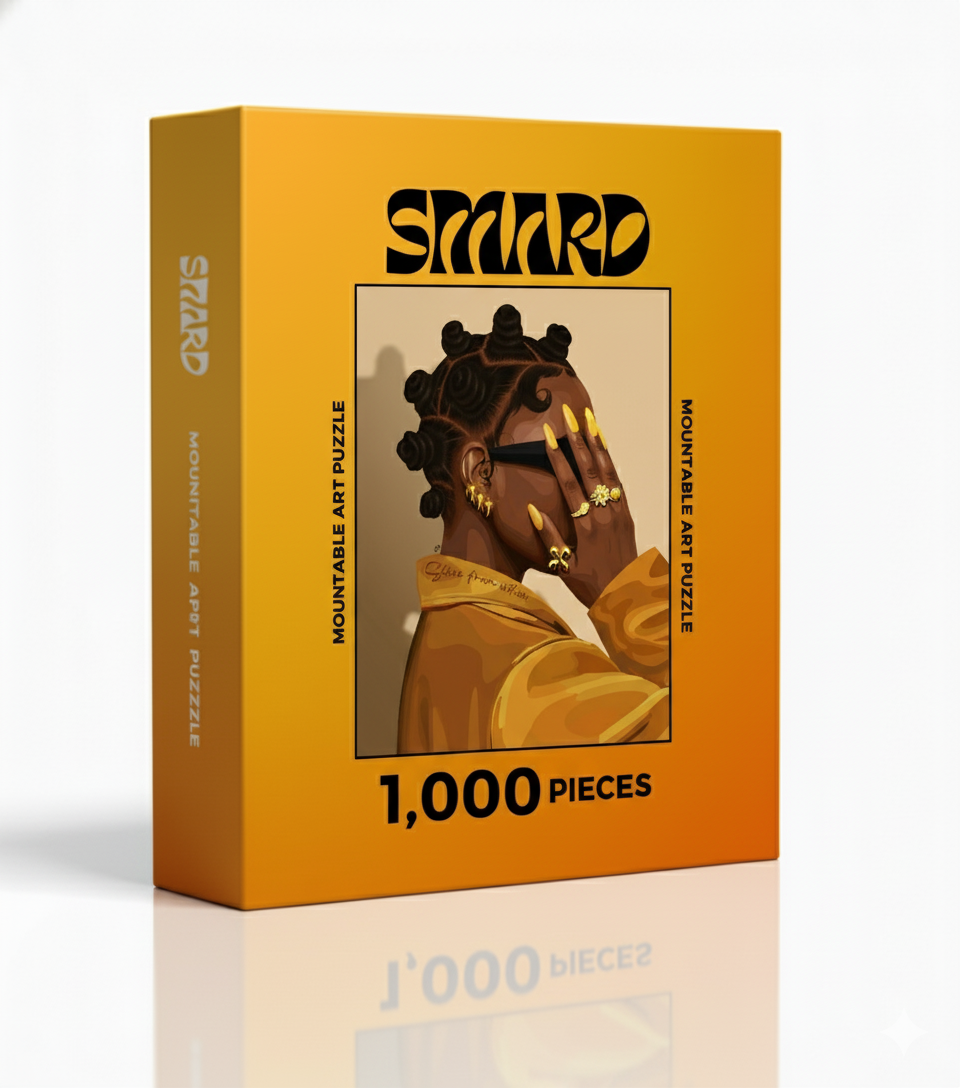 Shades Of Gold Puzzle-wall art print featuring decorative artistic design suitable for living rooms, offices, and schools by SmardArt. Elevate your space with Black wall art that speaks to culture, identity, and creativity. At Smard, we celebrate artistry made with melanin, bringing powerful and inspiring designs to life.