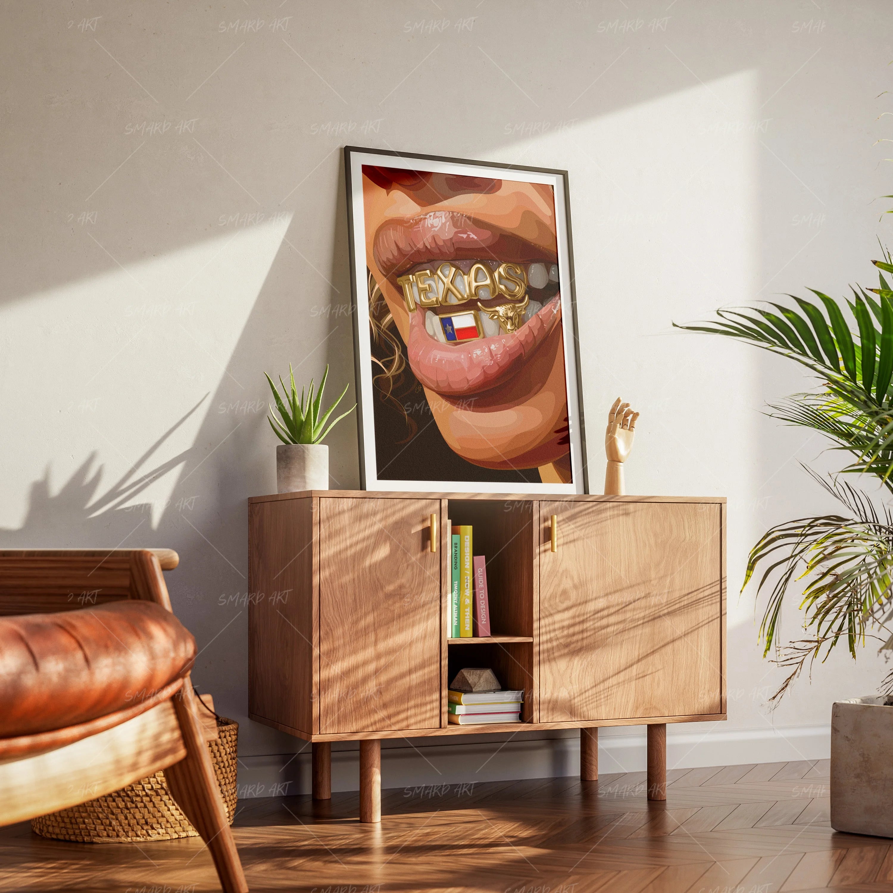 Texana Grillz-wall art print featuring decorative artistic design suitable for living rooms, offices, and schools by SmardArt. Elevate your space with Black wall art that speaks to culture, identity, and creativity. At Smard, we celebrate artistry made with melanin, bringing powerful and inspiring designs to life.