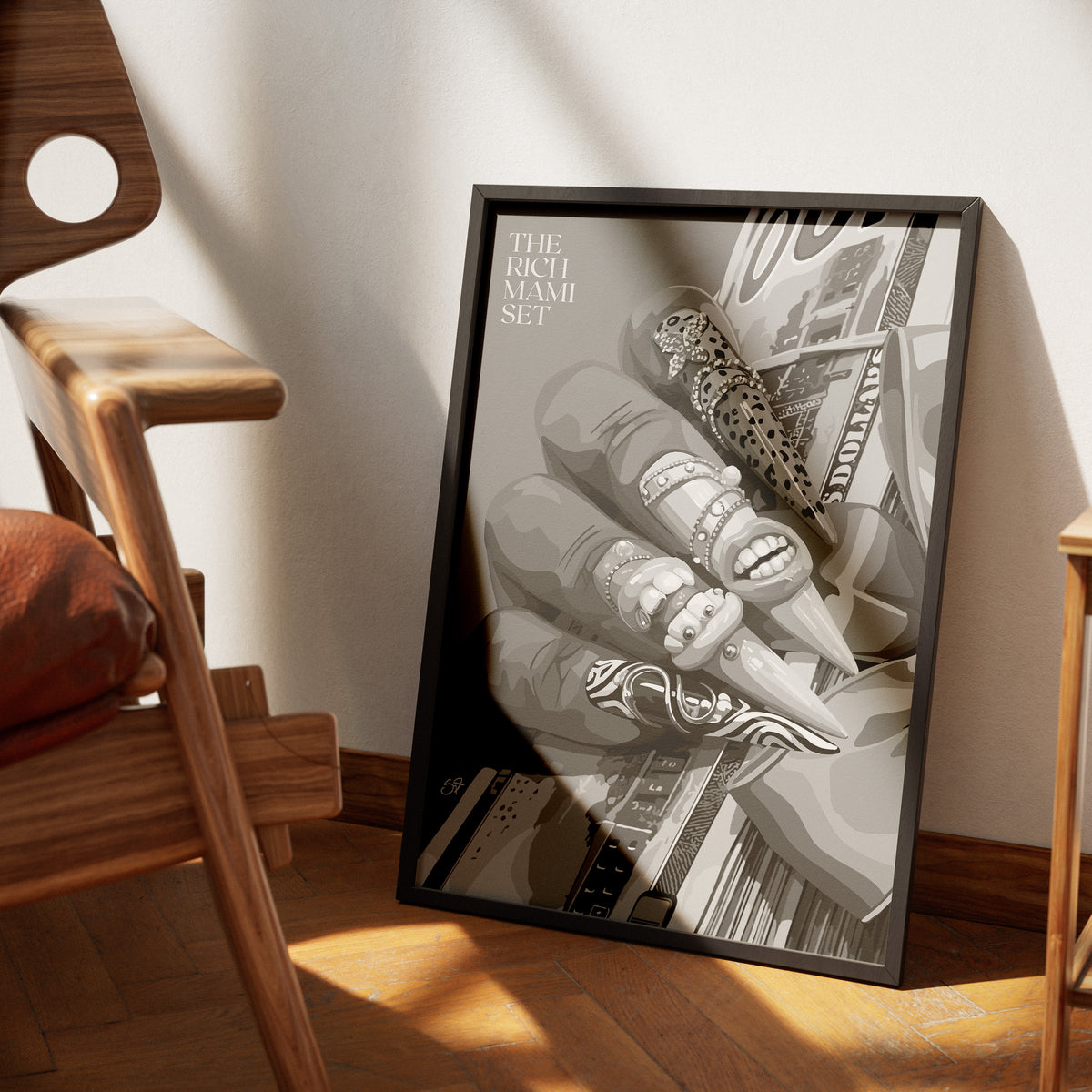 The Rich Mami Set (B/W)-wall art print featuring decorative artistic design suitable for living rooms, offices, and schools by SmardArt. Elevate your space with Black wall art that speaks to culture, identity, and creativity. At Smard, we celebrate artistry made with melanin, bringing powerful and inspiring designs to life.